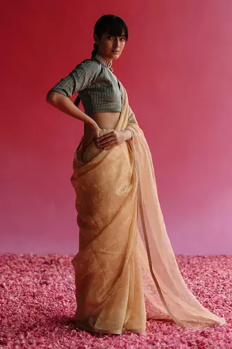 Yellow sharad saree set
