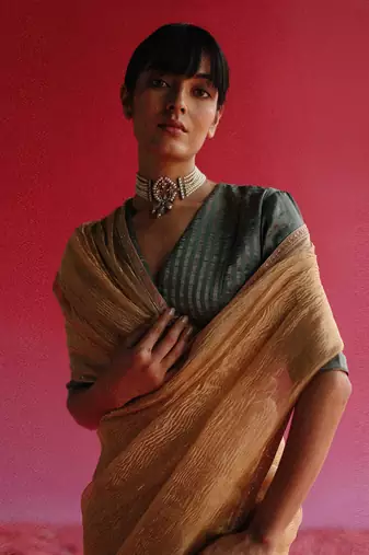 Yellow sharad saree set