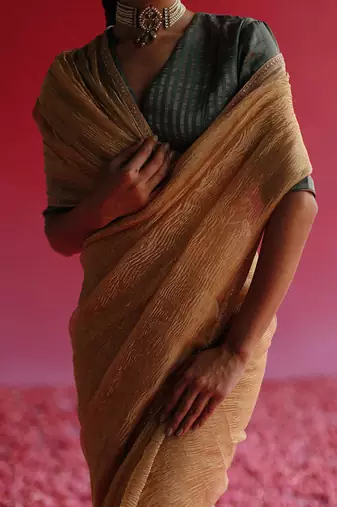 Yellow sharad saree set