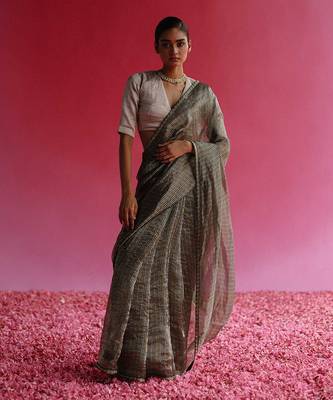 Silver aago saree set 1