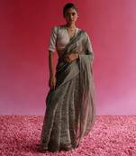 Silver aago saree set