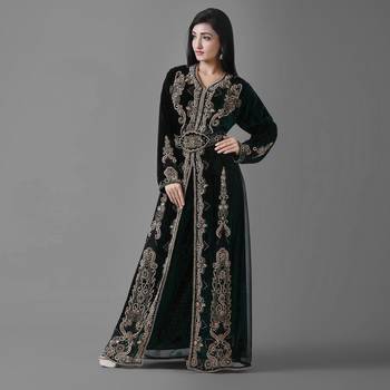 Black Georgette Zari Work Kaftan 1