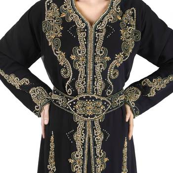 Black Georgette Zari Work Kaftan 2