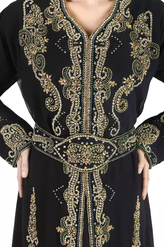Black Georgette Zari Work Kaftan