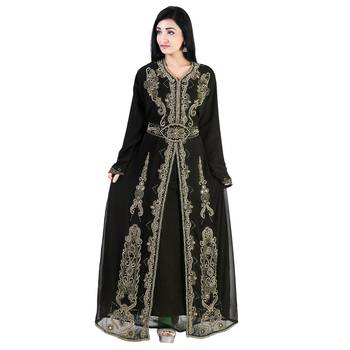 Black Georgette Zari Work Kaftan 3