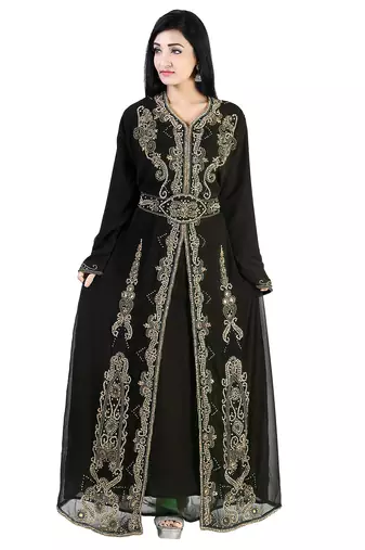 Black Georgette Zari Work Kaftan