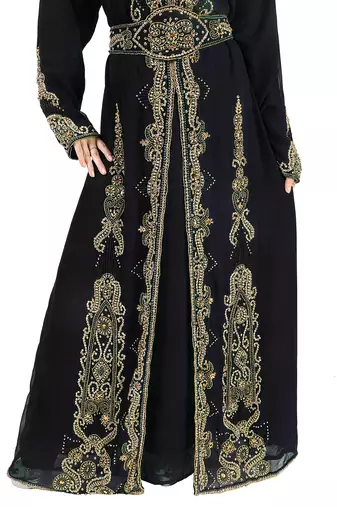Black Georgette Zari Work Kaftan