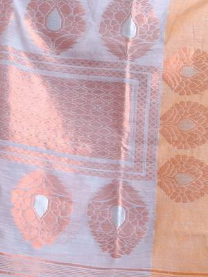 Grey Cotton Blend Handwoven Saree With Zari Woven Designs 5