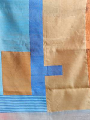 Ecru Cotton Blend Handwoven Saree With Zari Border 5