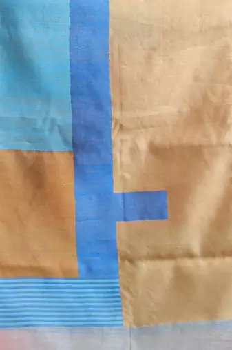 Ecru Cotton Blend Handwoven Saree With Zari Border
