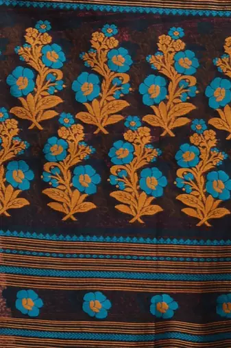 Black Cotton Blend Handwoven Saree With Stripes pattern