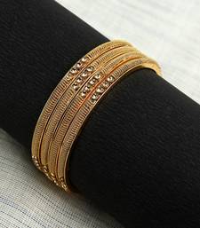 Women set of four 24ct copper gold-plated handcrafted stone-studded bangle