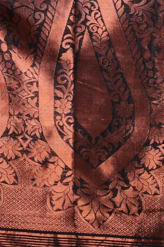 Black Cotton Blend Handwoven Saree With Paisley Designs
