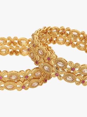 Women set of 4 24k gold-plated embellished designer bangles 5