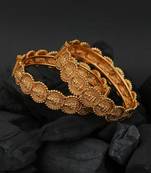 Women set of 2 24k gold-plated embellished designer bangles