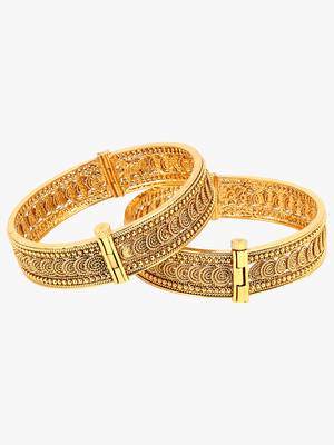 Women set of 2 24k gold-plated embellished designer bangles 2