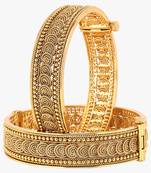 Women set of 2 24k gold-plated embellished designer bangles