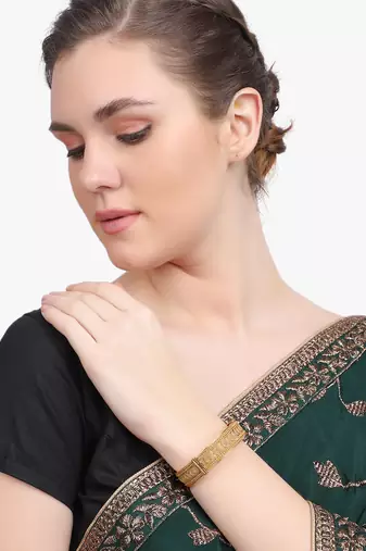 Women set of 2 24k gold-plated embellished designer bangles