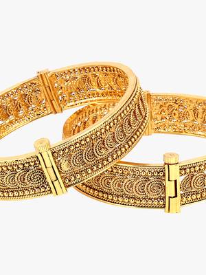 Women set of 2 24k gold-plated embellished designer bangles 5