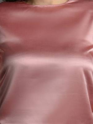 Rose pink satin puff sleeve top 4