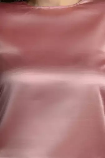 Rose pink satin puff sleeve top