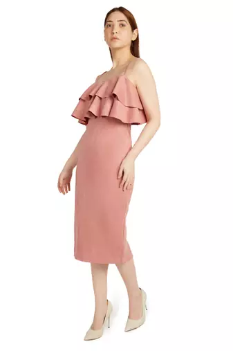 Strappy dress with front layer detail