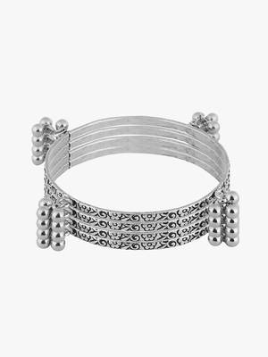 Women set of 4 oxidised silver plated handcrafted bangles 3