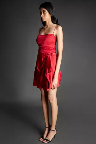 Satin singlet red dress
