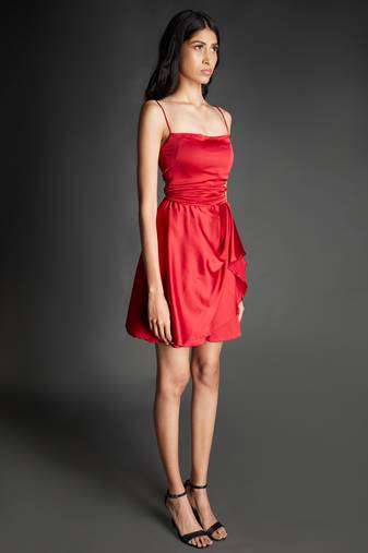 Satin singlet red dress