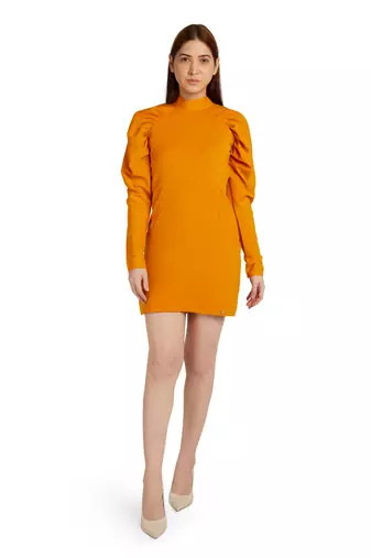 Pleated sleeve dress