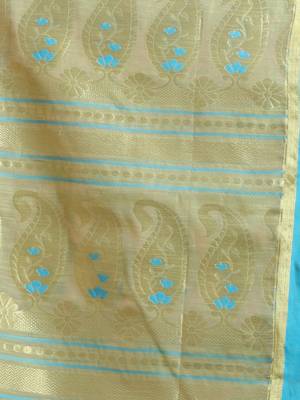 Pistachio Green Cotton Blend Handwoven Saree With Paisley Motifs Pallu 5