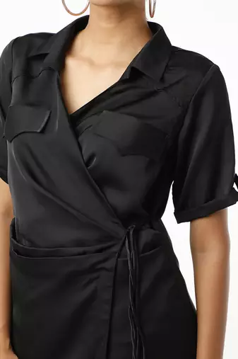 Satin wrap dress