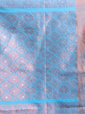 Beige Cotton Blend Handwoven Saree With Zari Border 5