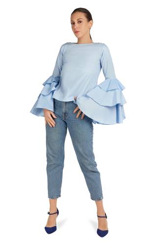 Layered flare sleeve top