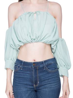 Sea blue ruched crop top 2