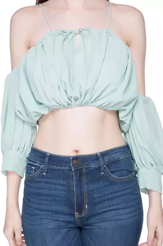Sea blue ruched crop top