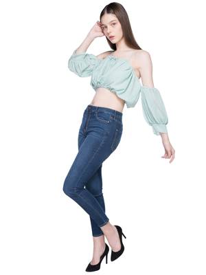 Sea blue ruched crop top 3