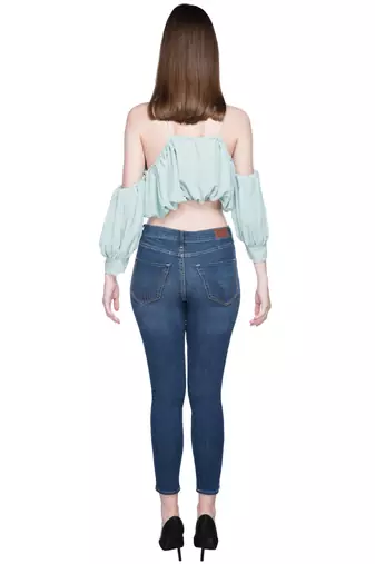 Sea blue ruched crop top