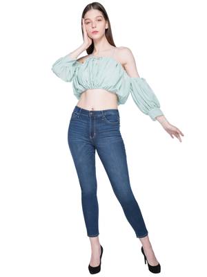 Sea blue ruched crop top 5