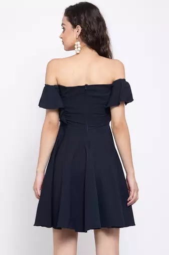 Off shoulder fit and flare dress