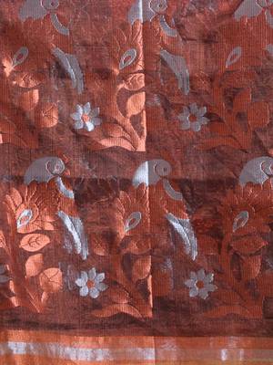 Pistachio Green Cotton Blend Handwoven Saree With Flower Motifs 5