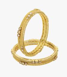 Women set of four 24ct gold-plated becautiful handcrafted stone-studded bangle