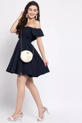 Off shoulder fit and flare dress