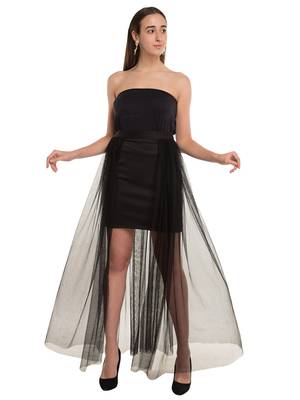 Short skirt with long net trail 1