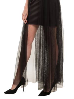 Short skirt with long net trail 5
