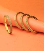 Women set of four 24ct gold-plated becautiful handcrafted stone-studded bangle
