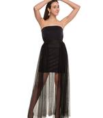 Short skirt with long net trail