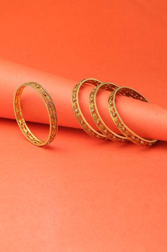 Women set of four 24ct gold-plated becautiful handcrafted stone-studded bangle