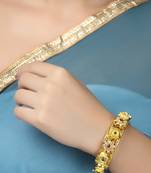 Women set of two 24 ct gold-plated becautiful flower handcarfted stone-studded bangle