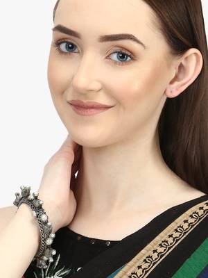 Women oxidised bird silver plated handcrafted bangle 2